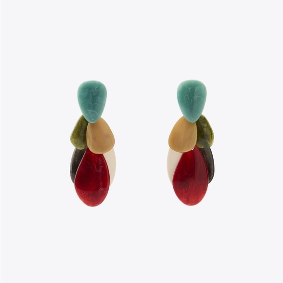 Zara Jewelry - NWT. Zara Multicolor Long Metal Earrings with Colorful Resin Pieces.
